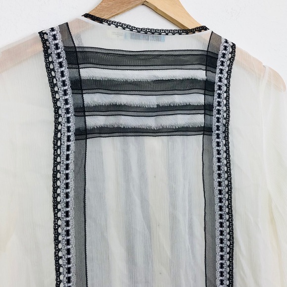 Alice + Olivia Sheer Silk Lace Button Up Blouse - Picture 6 of 10